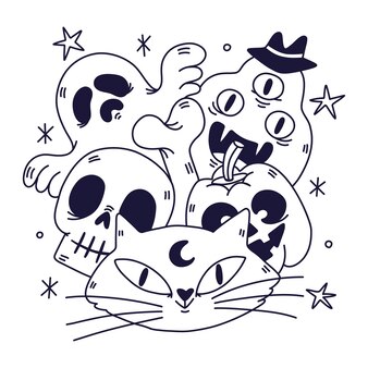 Page zombie coloring book vectors illustrations for free download