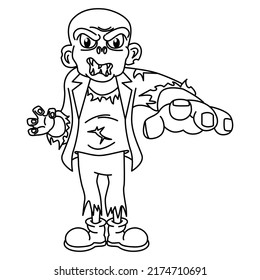 Cute zombie cartoon coloring page illustration stock vector royalty free