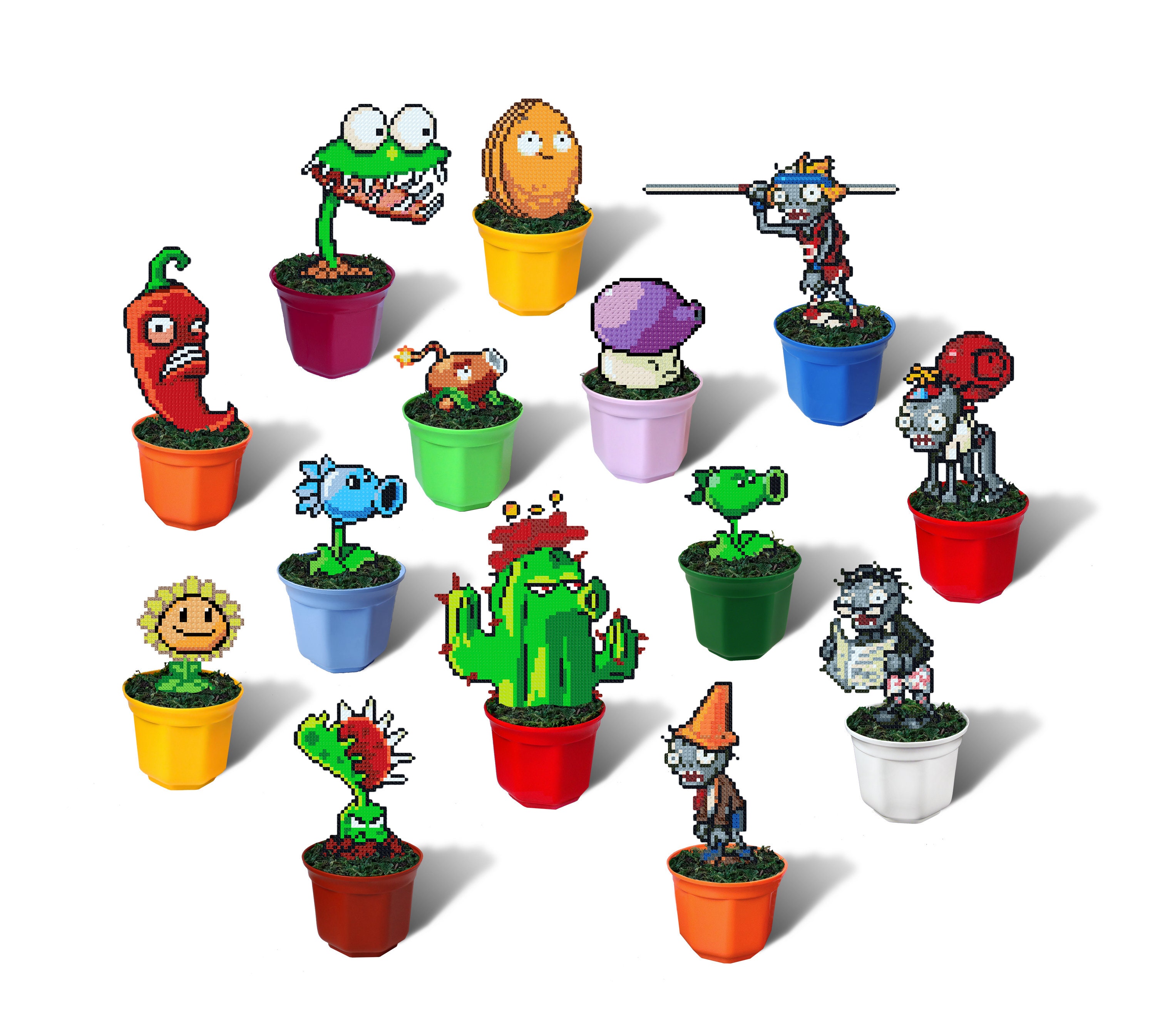 Plants vs zombies figure pvz hama beads cactus coconut cannon ice peashooter repeater walnut zombie figurine jalapeno venus flytrap