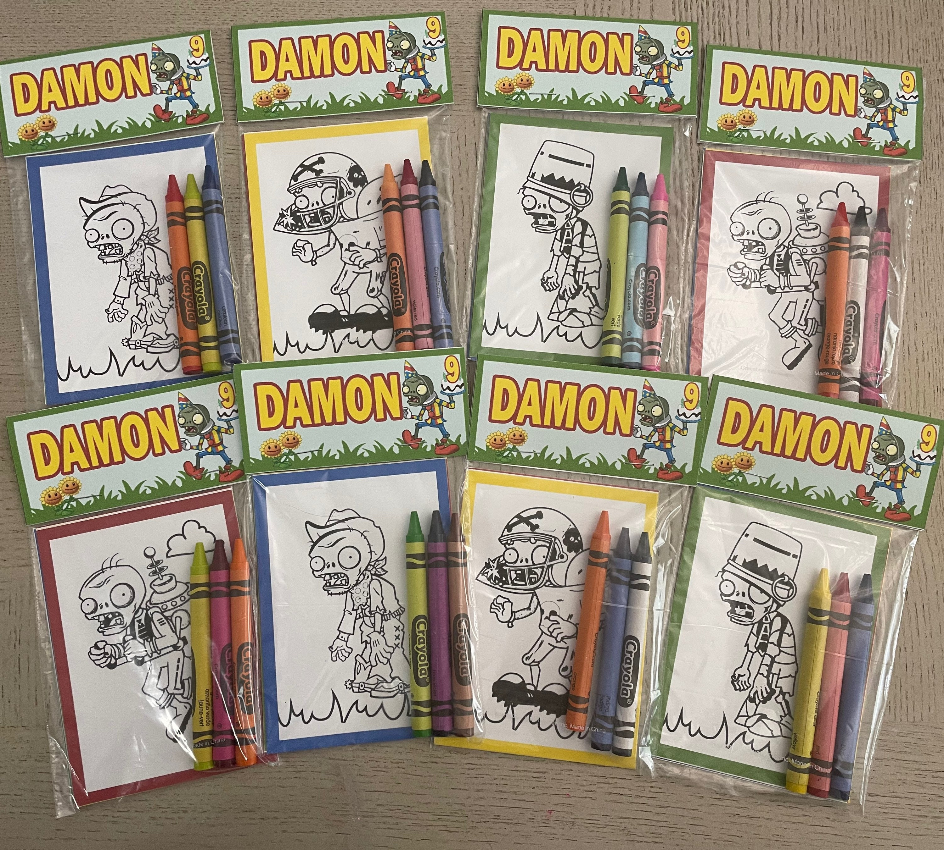 Plants vs zombies party favor coloring kit personalized coloring pages and crayons custom party gift plants vs zombies party ideas
