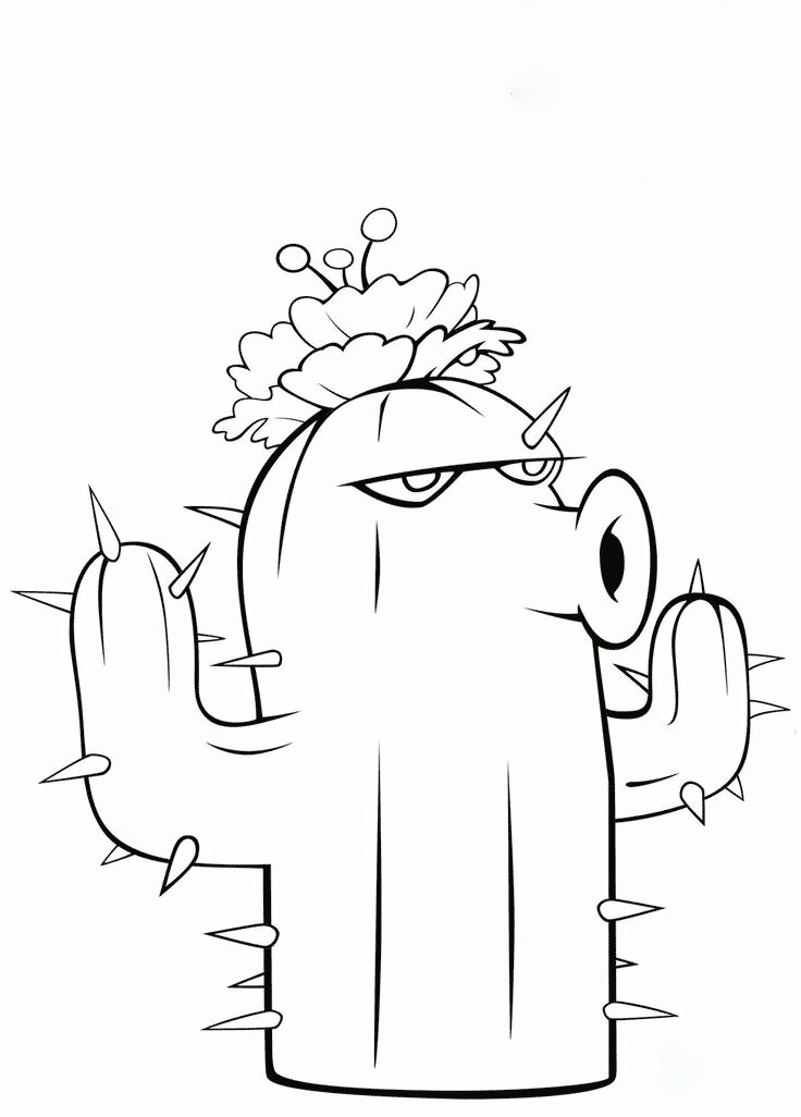Cactus from plants vs zombies coloring page
