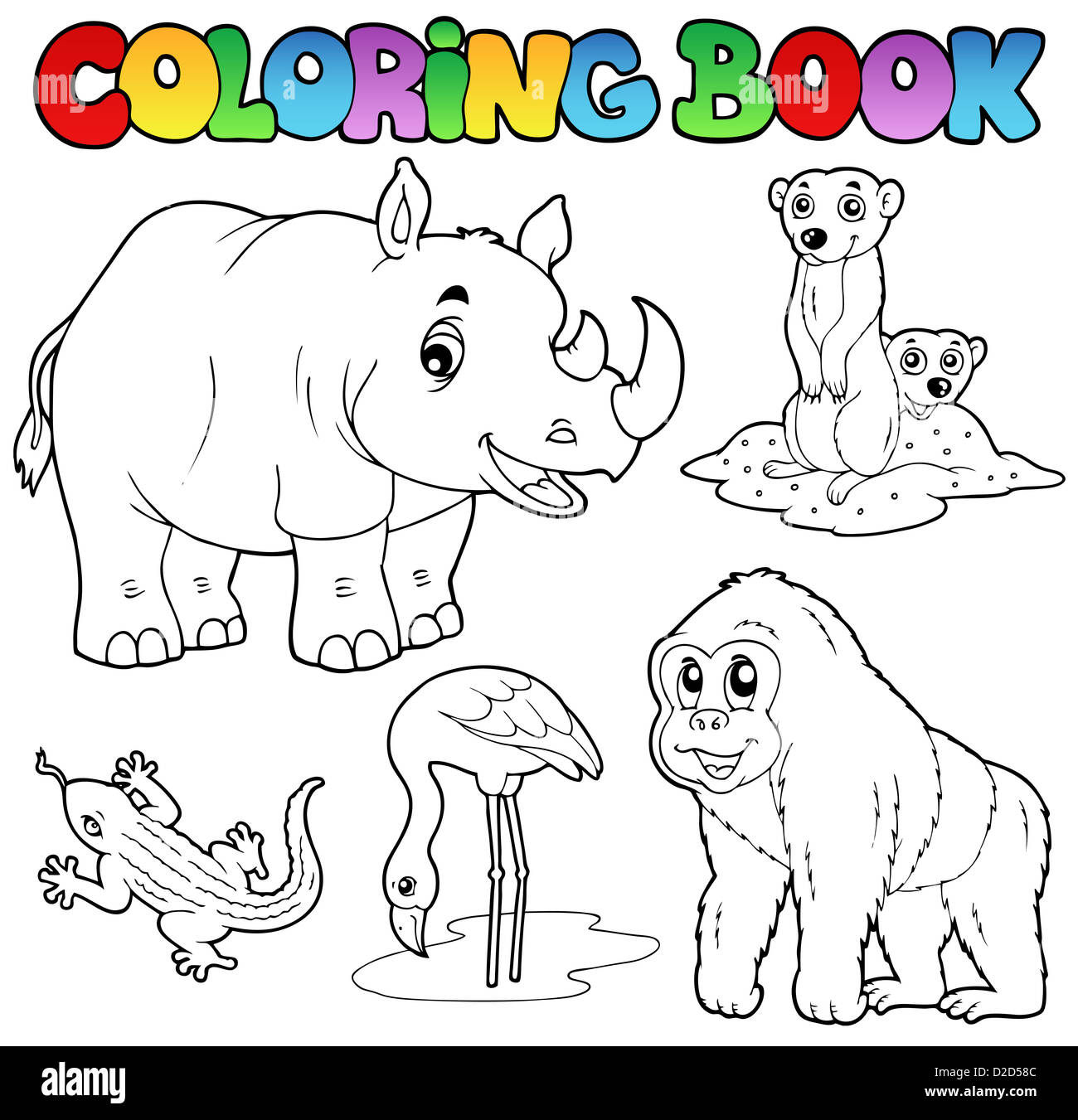 Coloring book zoo animals set