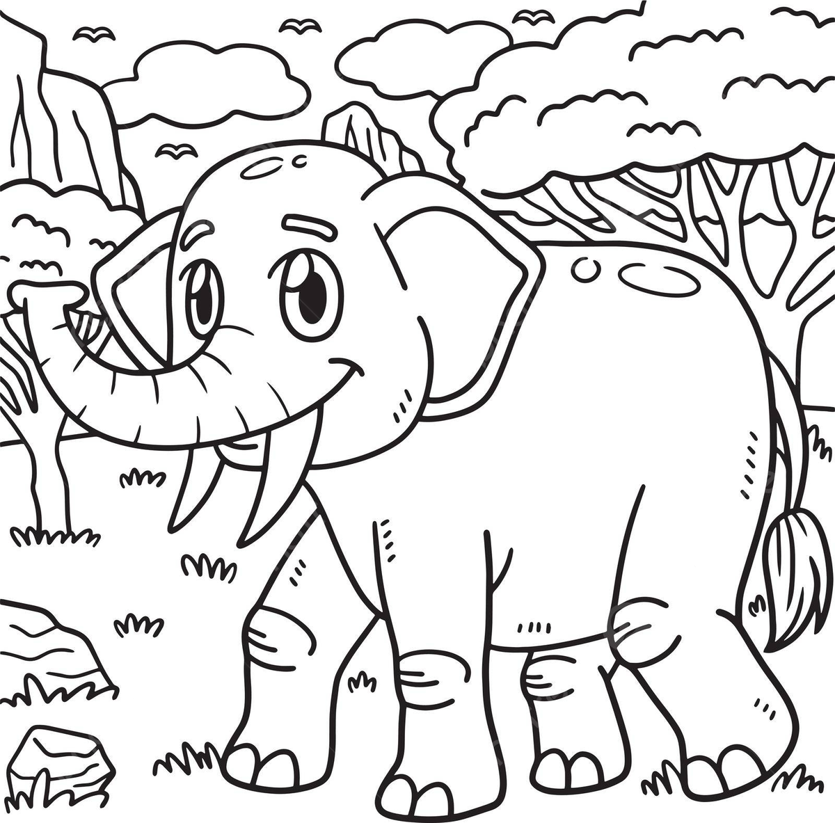Elephant animal coloring page for kids africa outline zoo vector elephant drawing animal drawing ring drawing png and vector with transparent background for free download