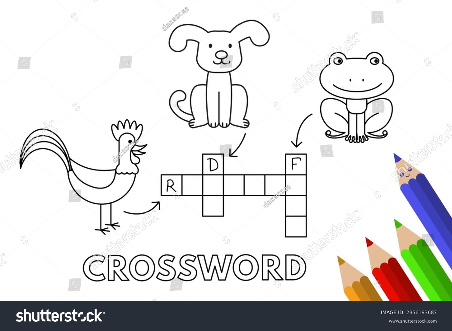Cute animals crossword vector coloring book stock vector royalty free