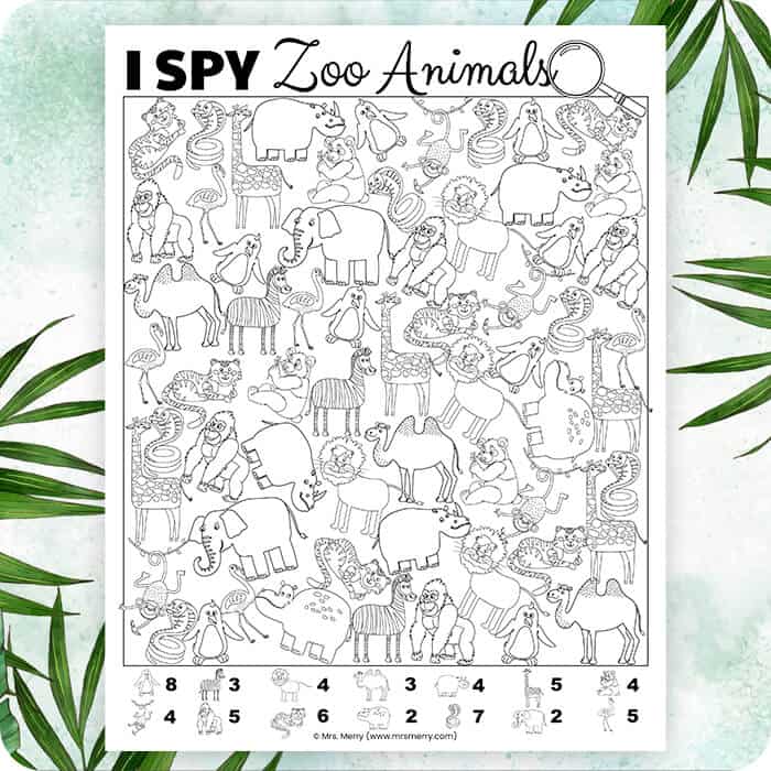 I spy game printable zoo animals mrs merry