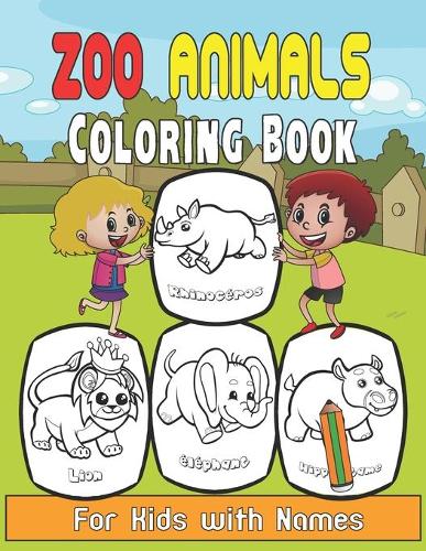 Zoo animals coloring book for kids with names by art coloring books