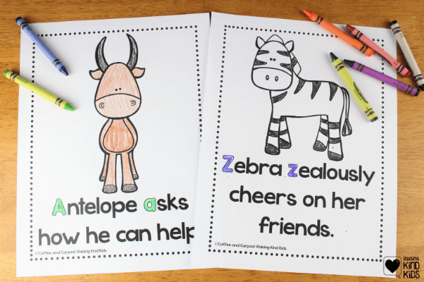 Kindness zoo coloring pages freebie with a