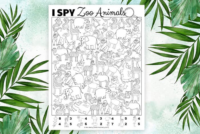 I spy game printable zoo animals mrs merry