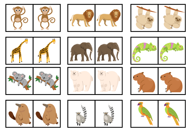 Free printable zoo memory matching game