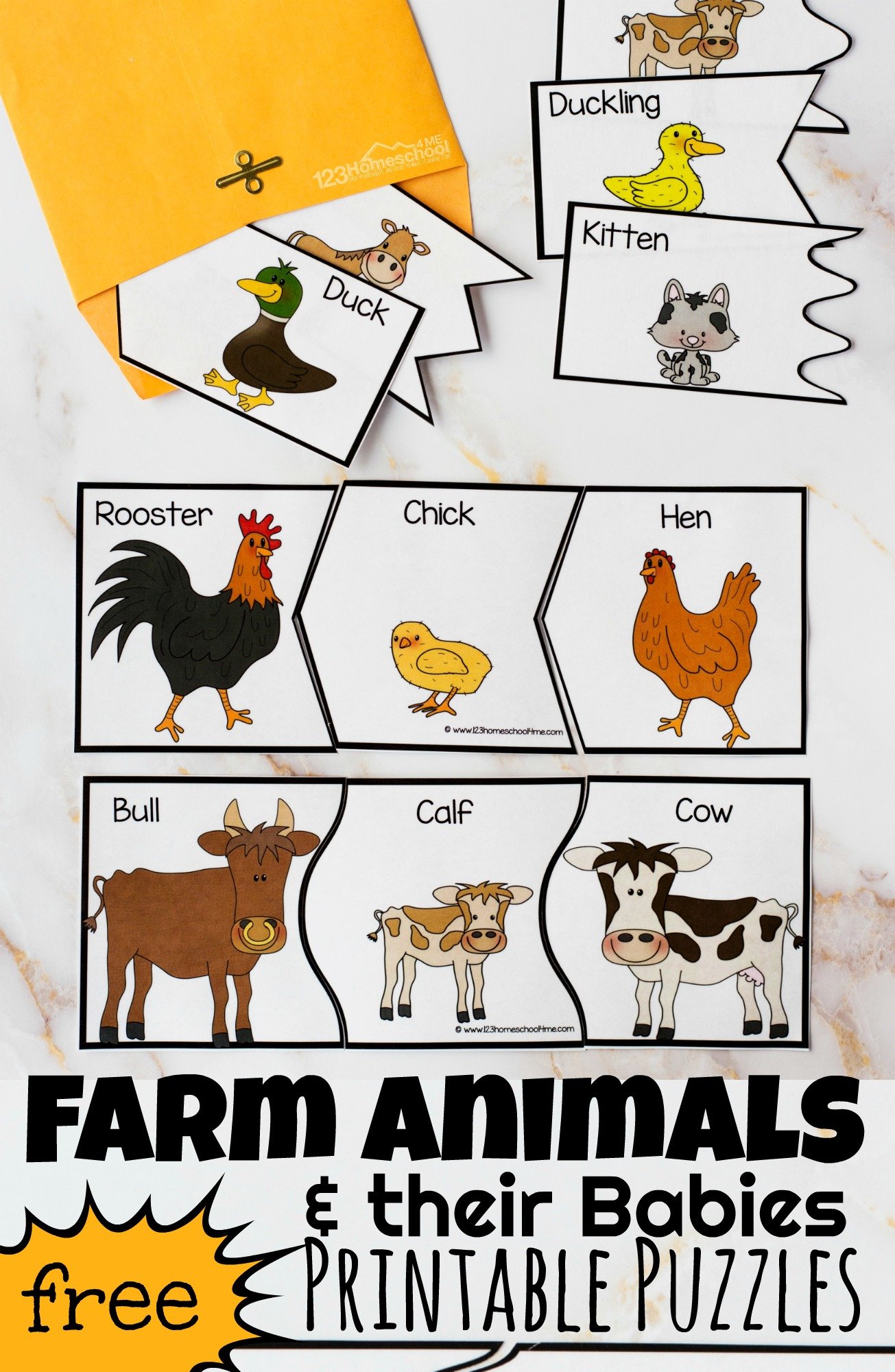 Ð free farm animals and their babies printables puzzles activities