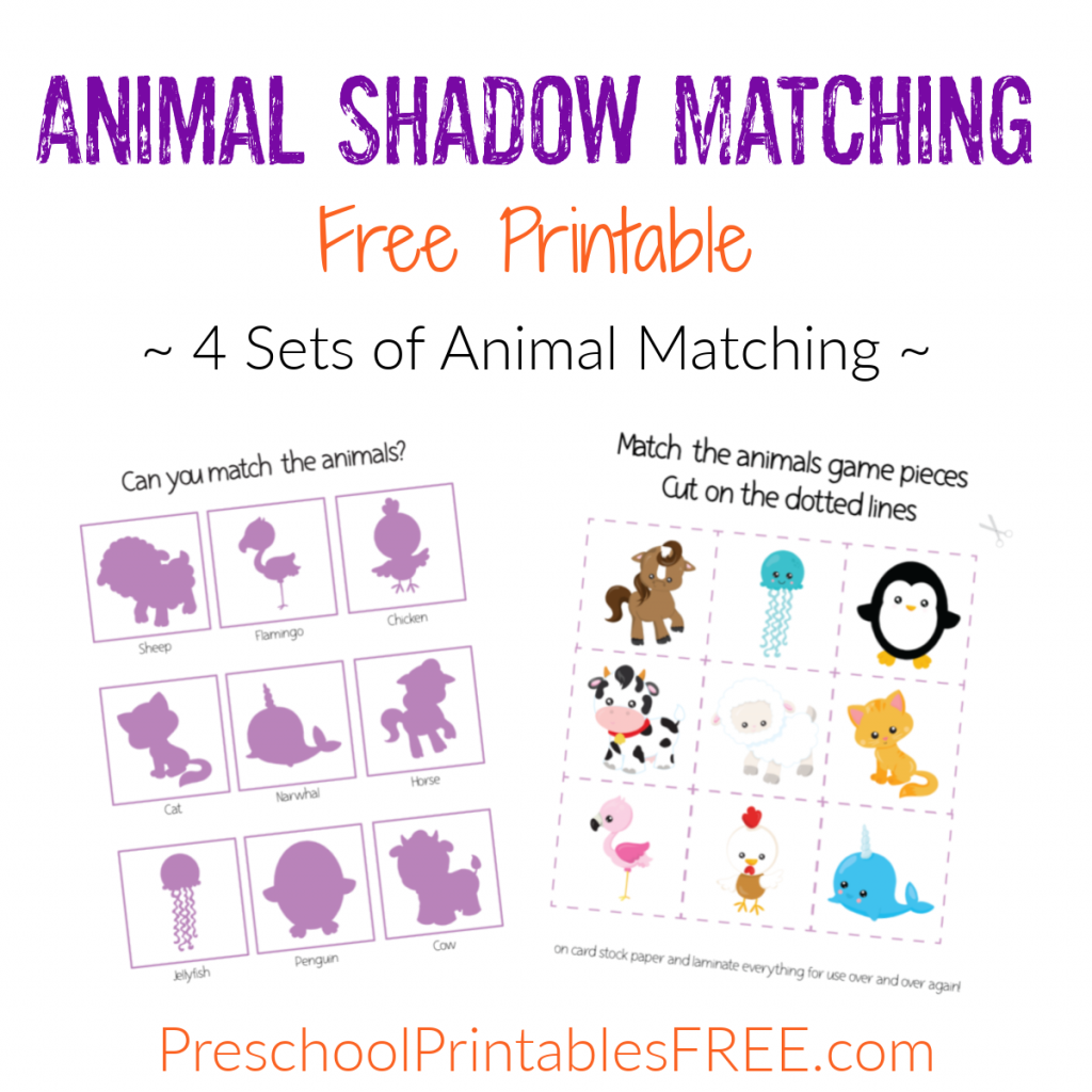 Animal shadow matching free printable â free preschool printables