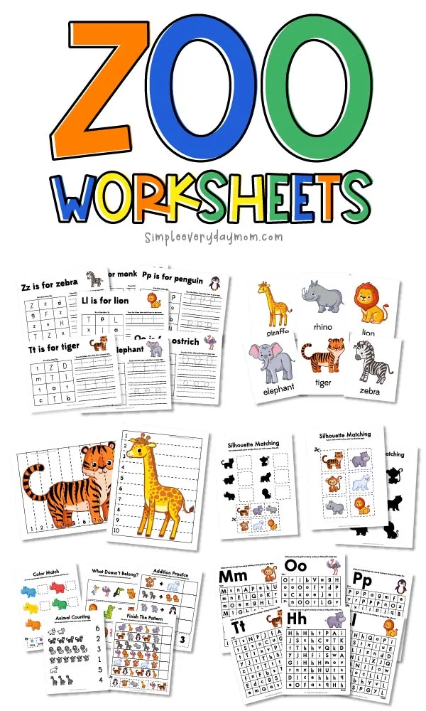 Zoo animal worksheets for preschool