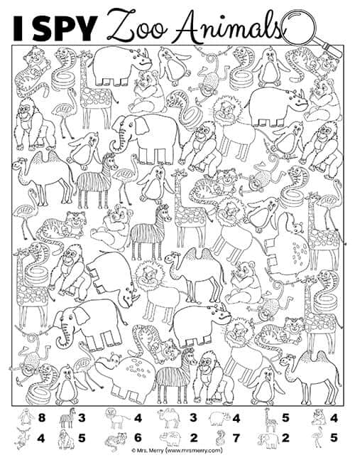 I spy game printable zoo animals mrs merry