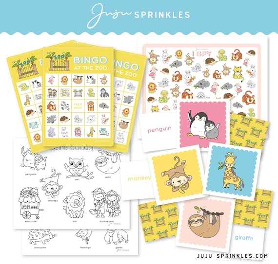 Kids activity sheets printable animal activity set