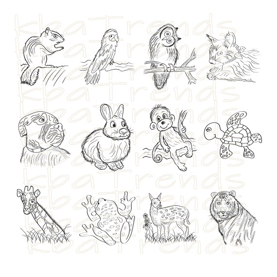 Zoo animals wildlife to color digital art coloring pages for kids printable coloring book of animals coloring book amphibians safari art