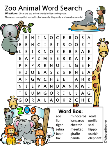 Zoo word search