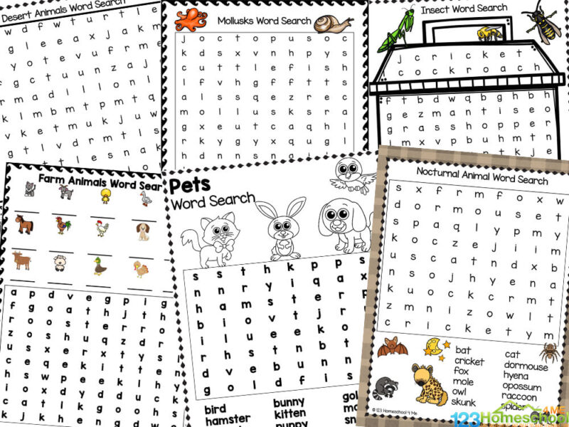 Free printable animal word searches for kids