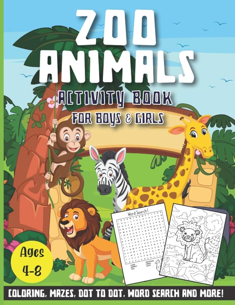 Zoo animals activity book for boys girls ages