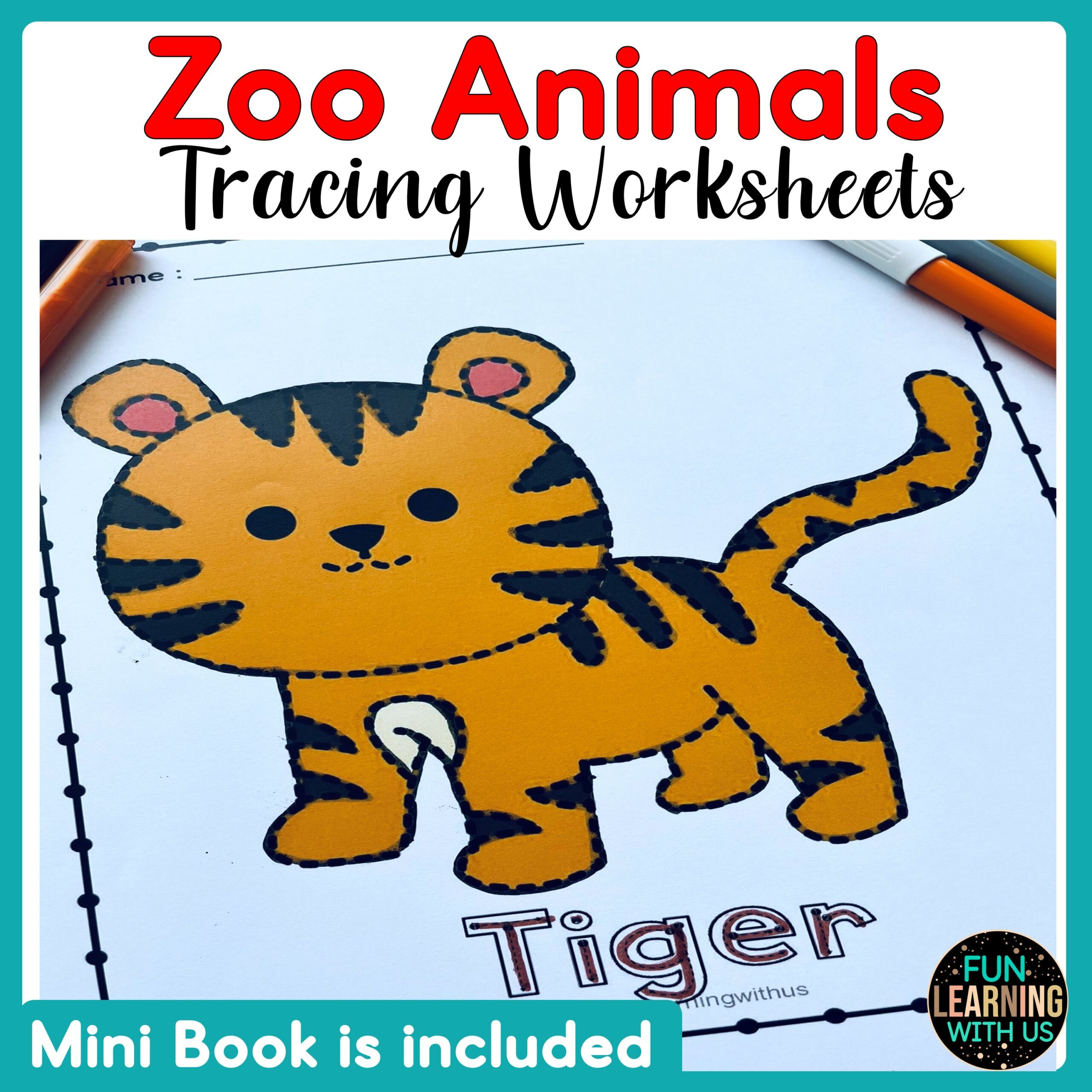 Zoo animals picture tracing coloring fine motor worksheets made by teachers
