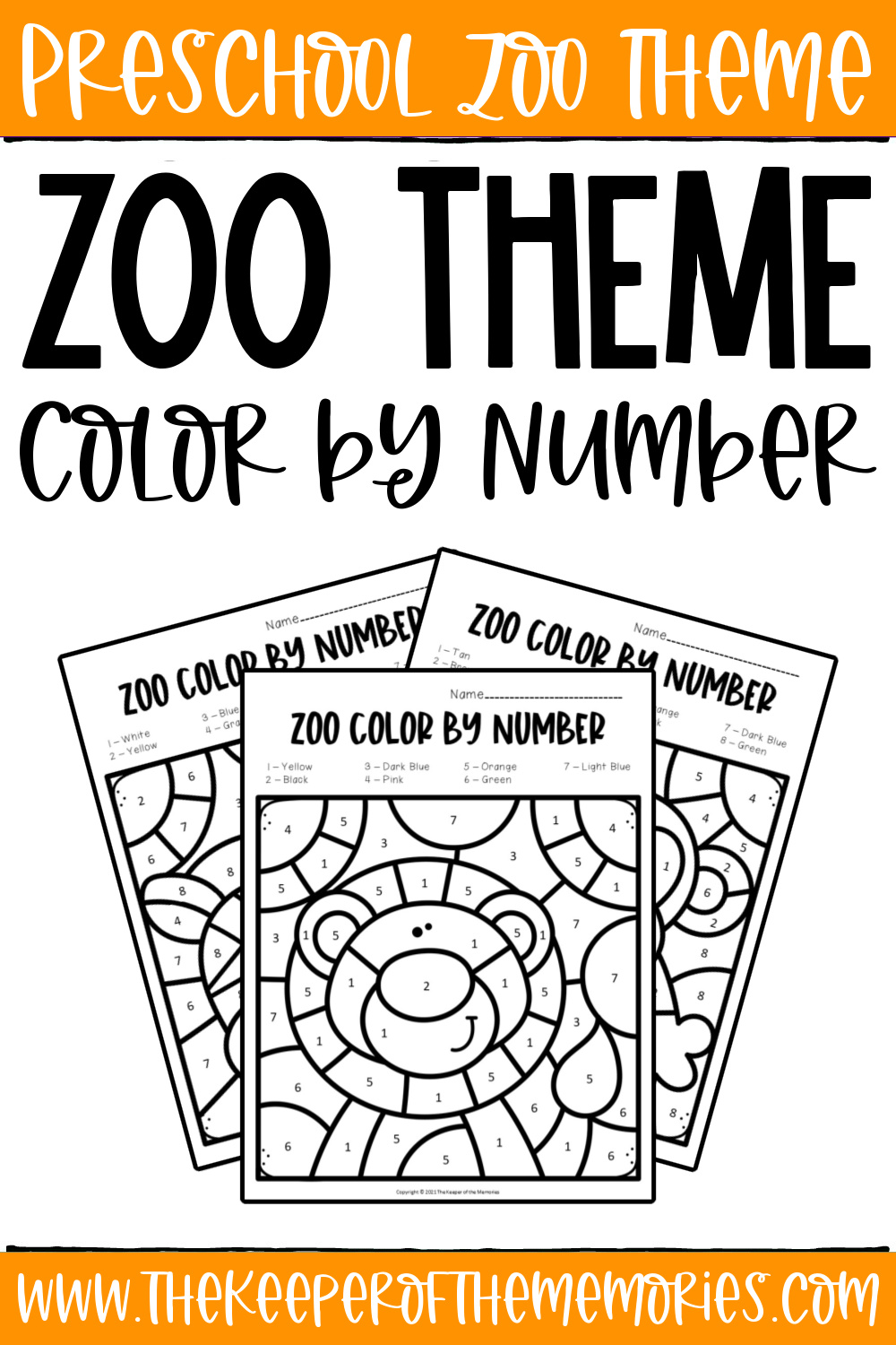 Color by number zoo preschool worksheets