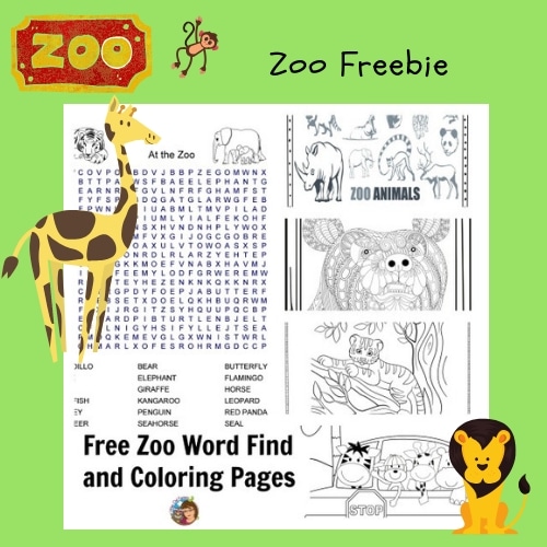 Zoo word search and coloring pages freebie â wise owl factory