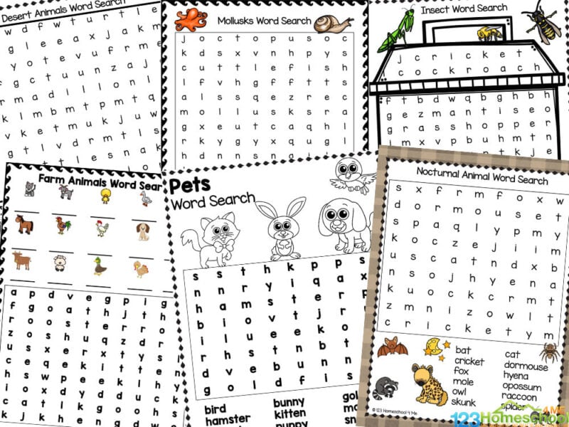 Free printable animal word searches for kids