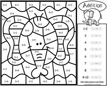 Zoo animals safari color by number code addition to math coloring pages word families word family practice word family activities
