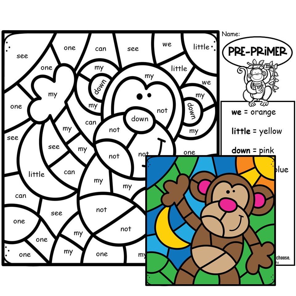 Color by sight words prekindergarten zoo theme made by teachers