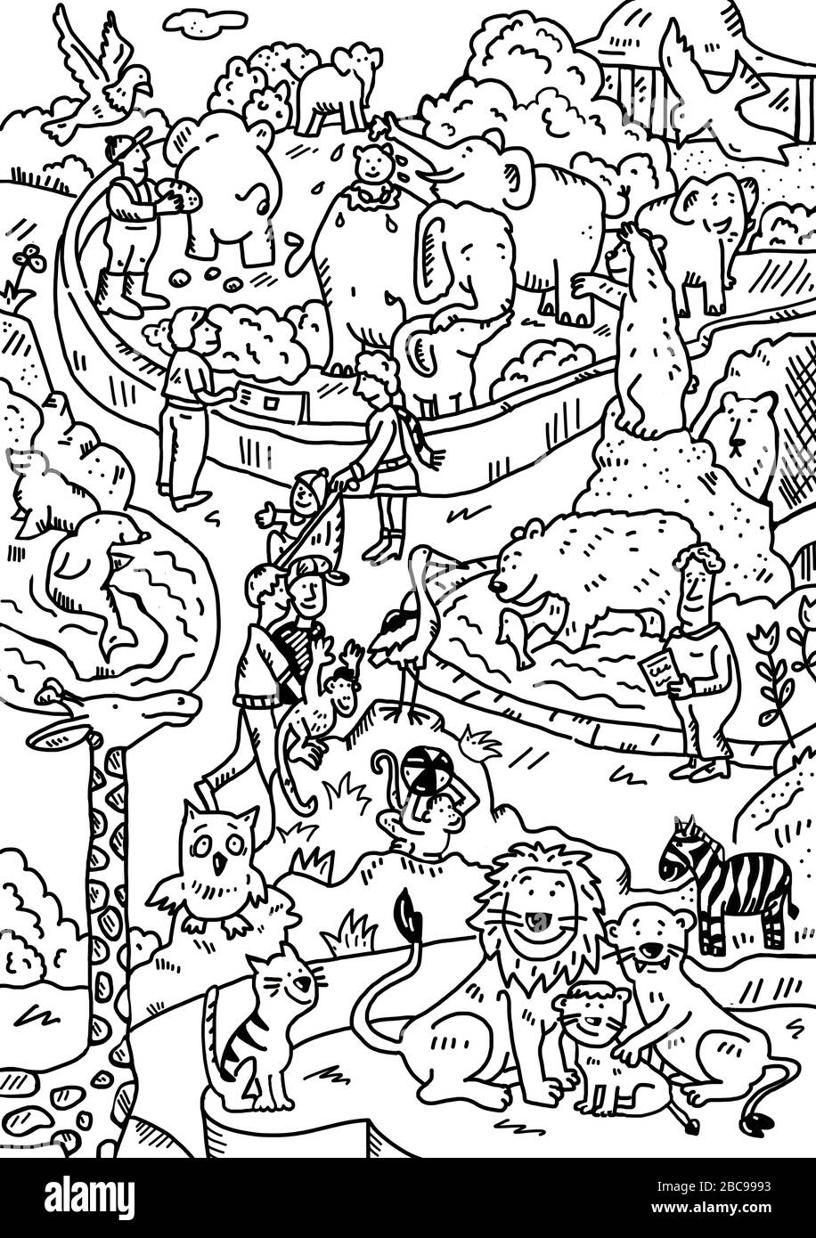 A zoo coloring page stock photo