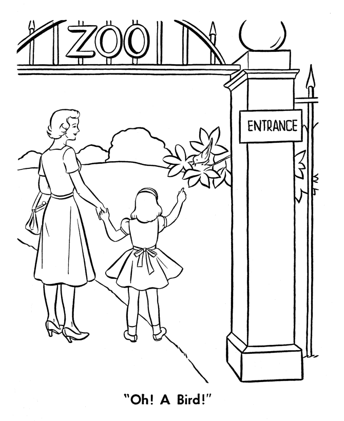 Zoo visit trip coloring pages mother and daughter on a trip to the zoo coloring page sheet