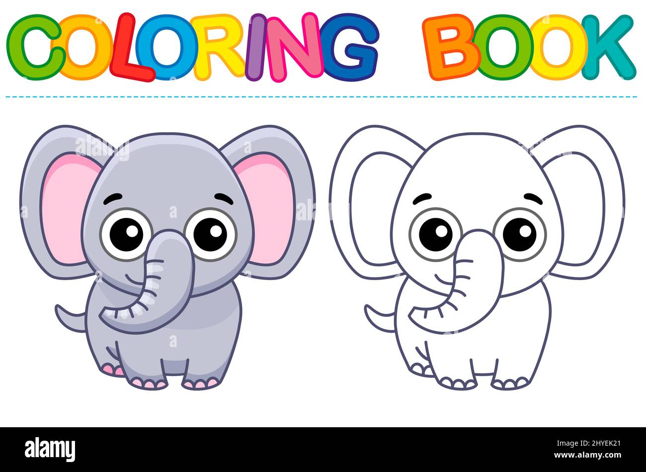 Zoo animal for children coloring book funny elephant in a cartoon style trace the dots and color the picture stock vector image art