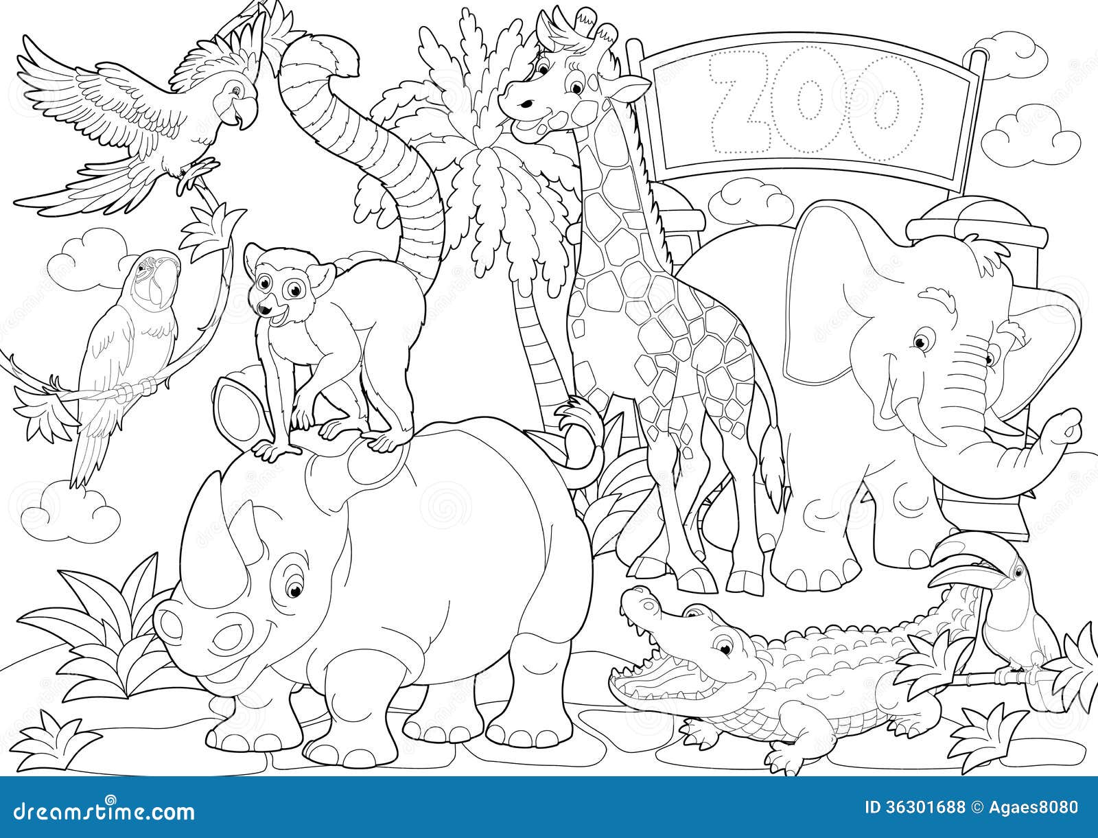 Zoo coloring page stock illustrations â zoo coloring page stock illustrations vectors clipart