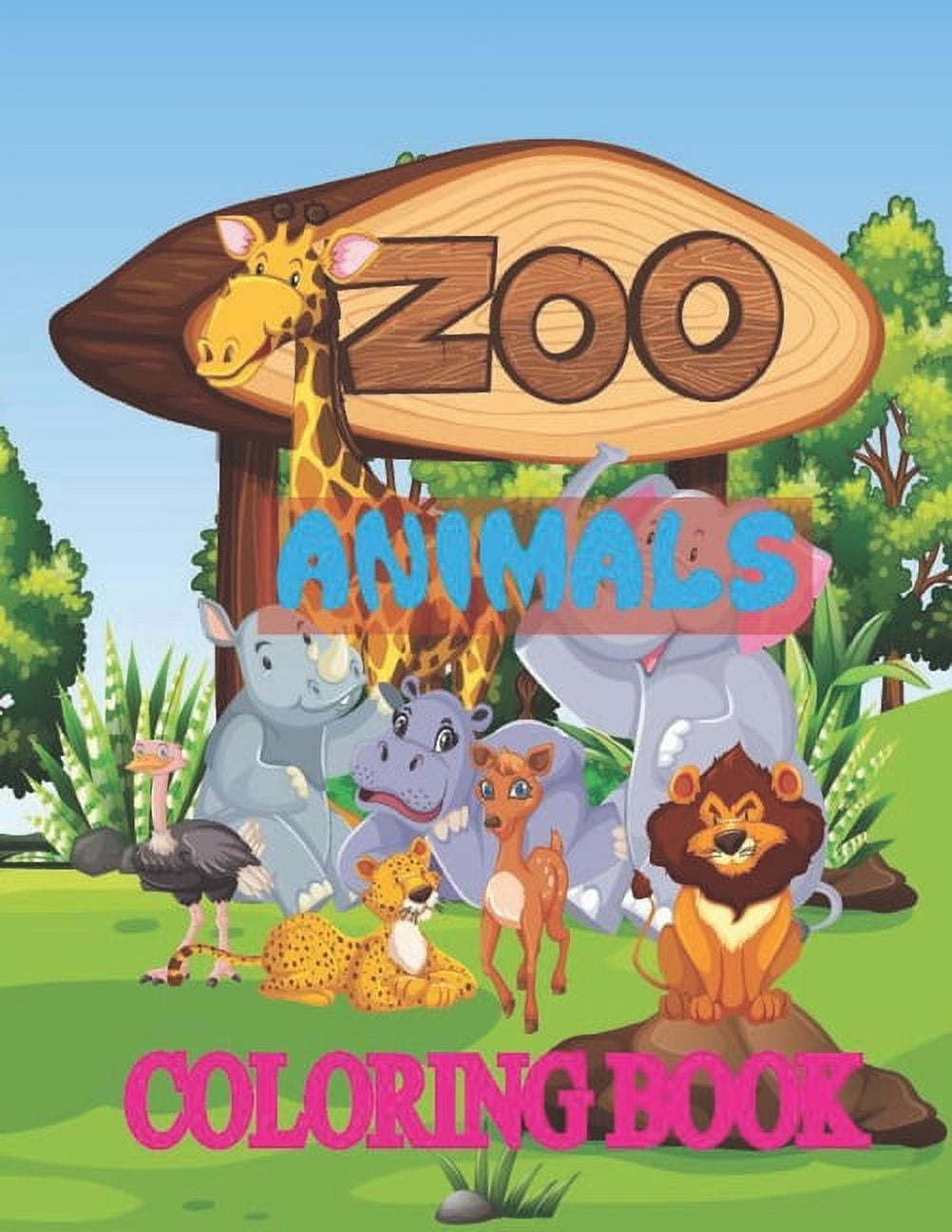 Zoo animals coloring book fun and educational wild animals coloring book for girls relaxation with stress relieving