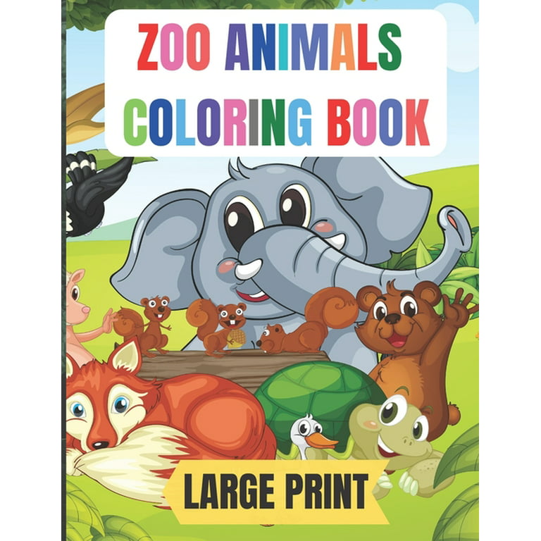 Large print zoo animals coloring book amazing coloring pages with thick lines very easy for beginners