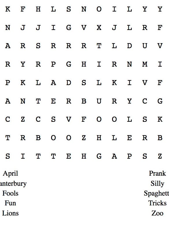 Kids activity april fools includes coloring pages a drawing activity and a wordsearch