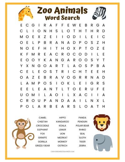 Zoo animals word search word puzzles for kids zoo animals kids word search