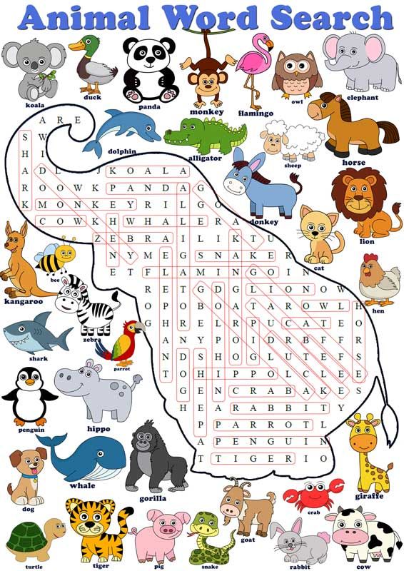 Animal word search zoo and farm animals wordsearch animal flashcards animal worksheets farm animals