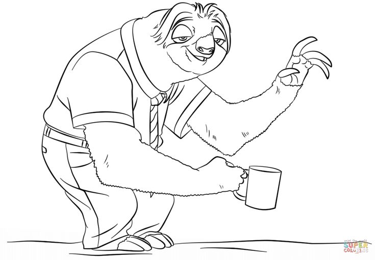 Zootopia coloring pages zootopia sloth cartoon coloring pages