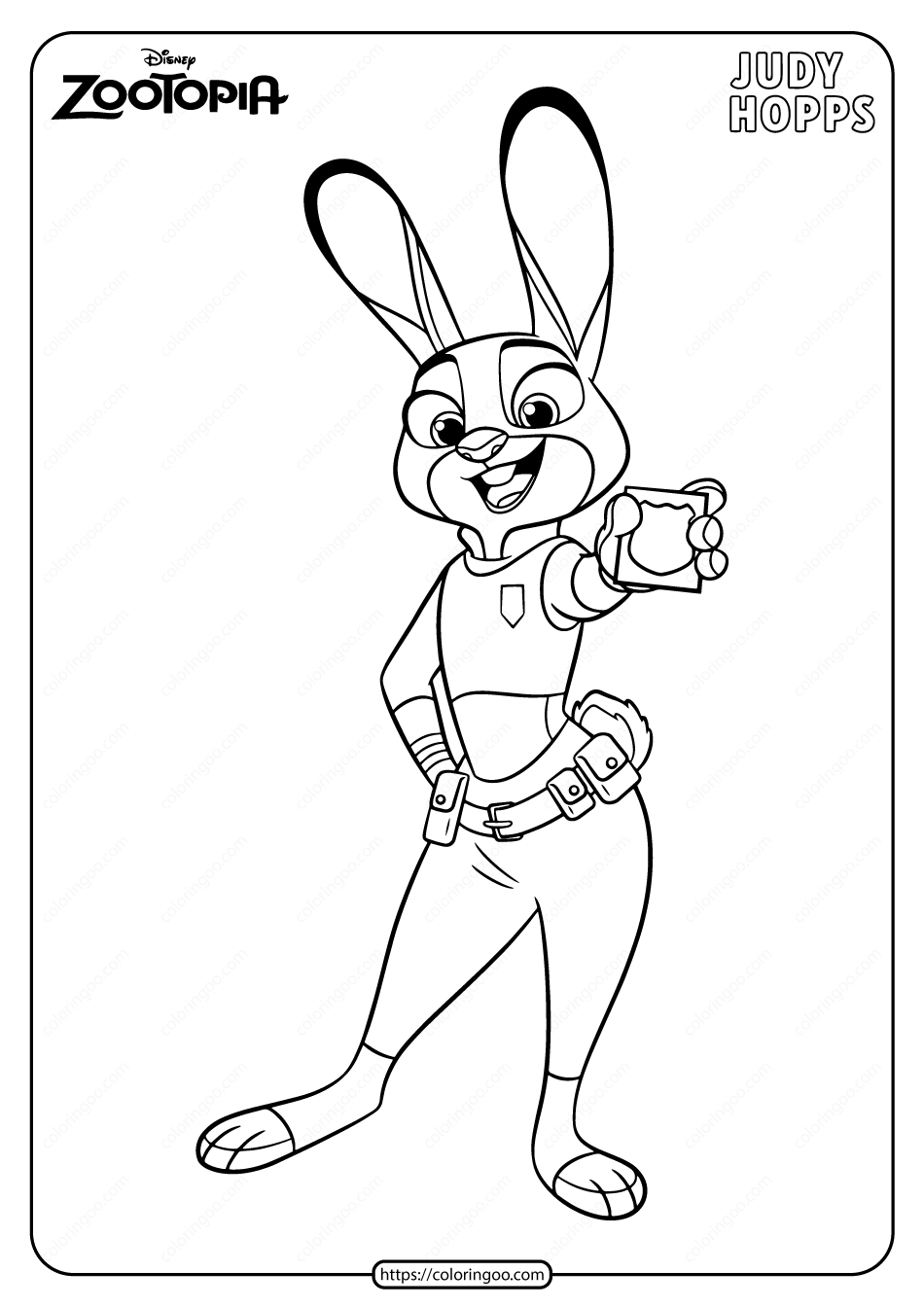 Printable disney zootopia judy hopps coloring page zootopia coloring pages coloring pages zootopia judy hopps