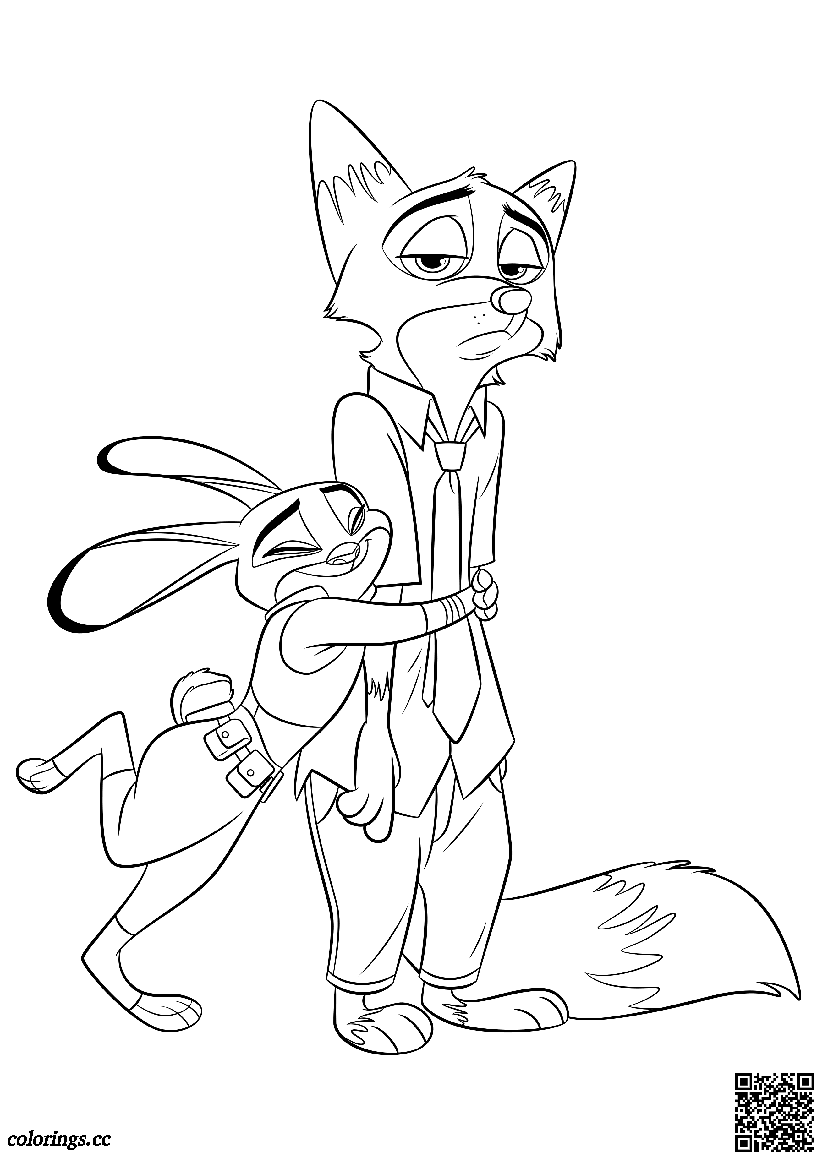Judy hugs nick coloring pages zootopia coloring pages