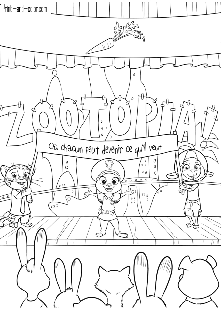 Zootopia coloring pages print and color