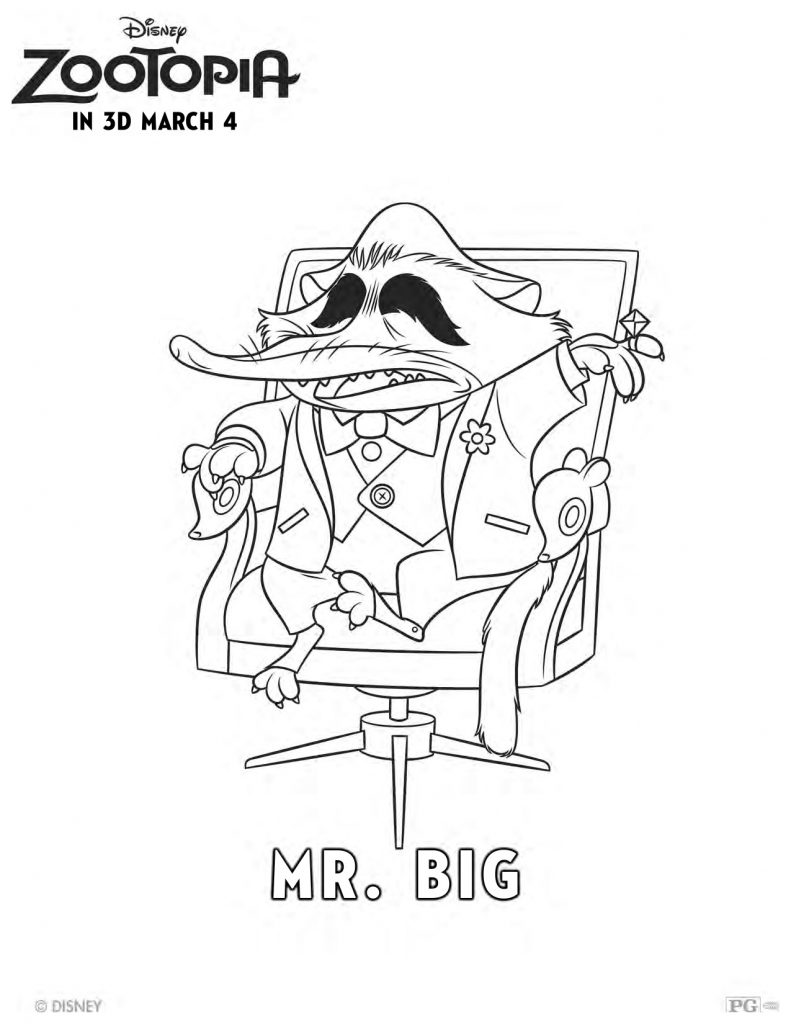 Free disney zootopia mr big coloring page