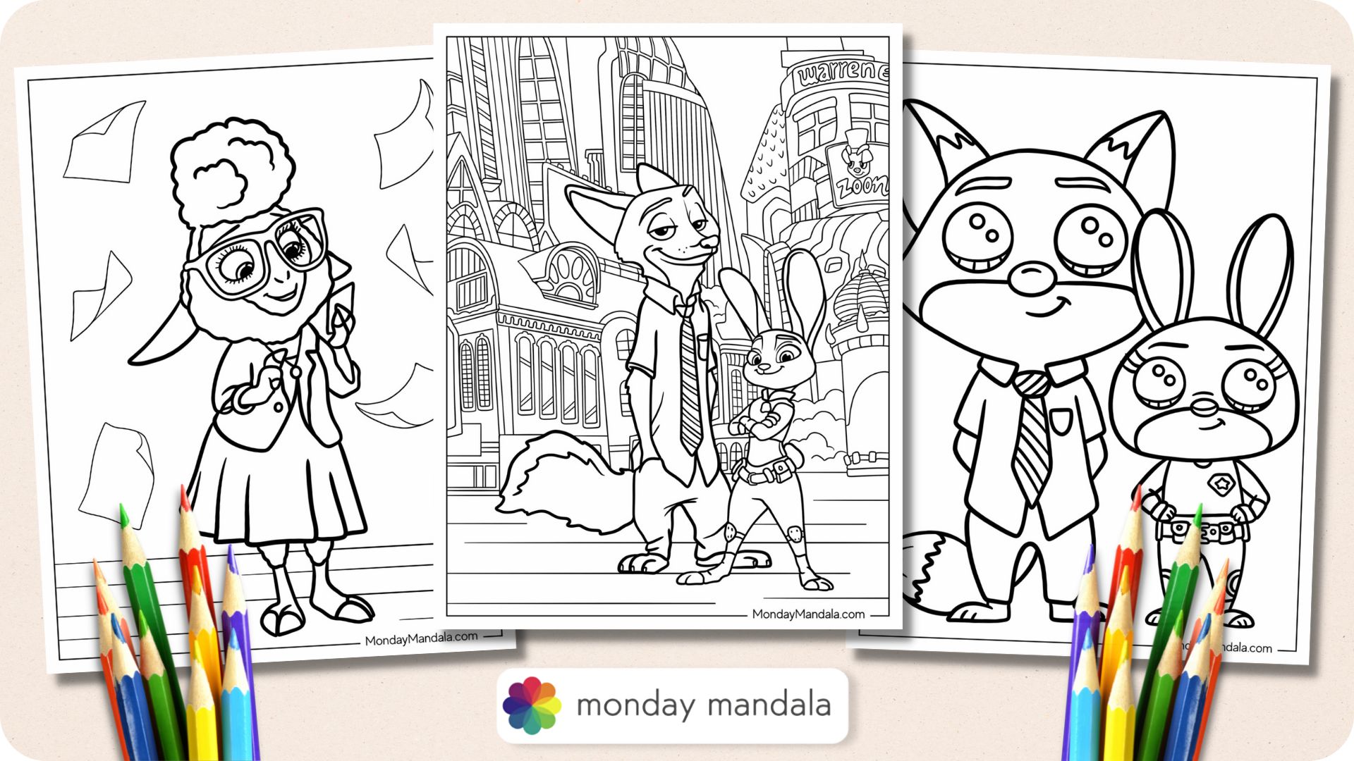 Zootopia coloring pages free pdf printables