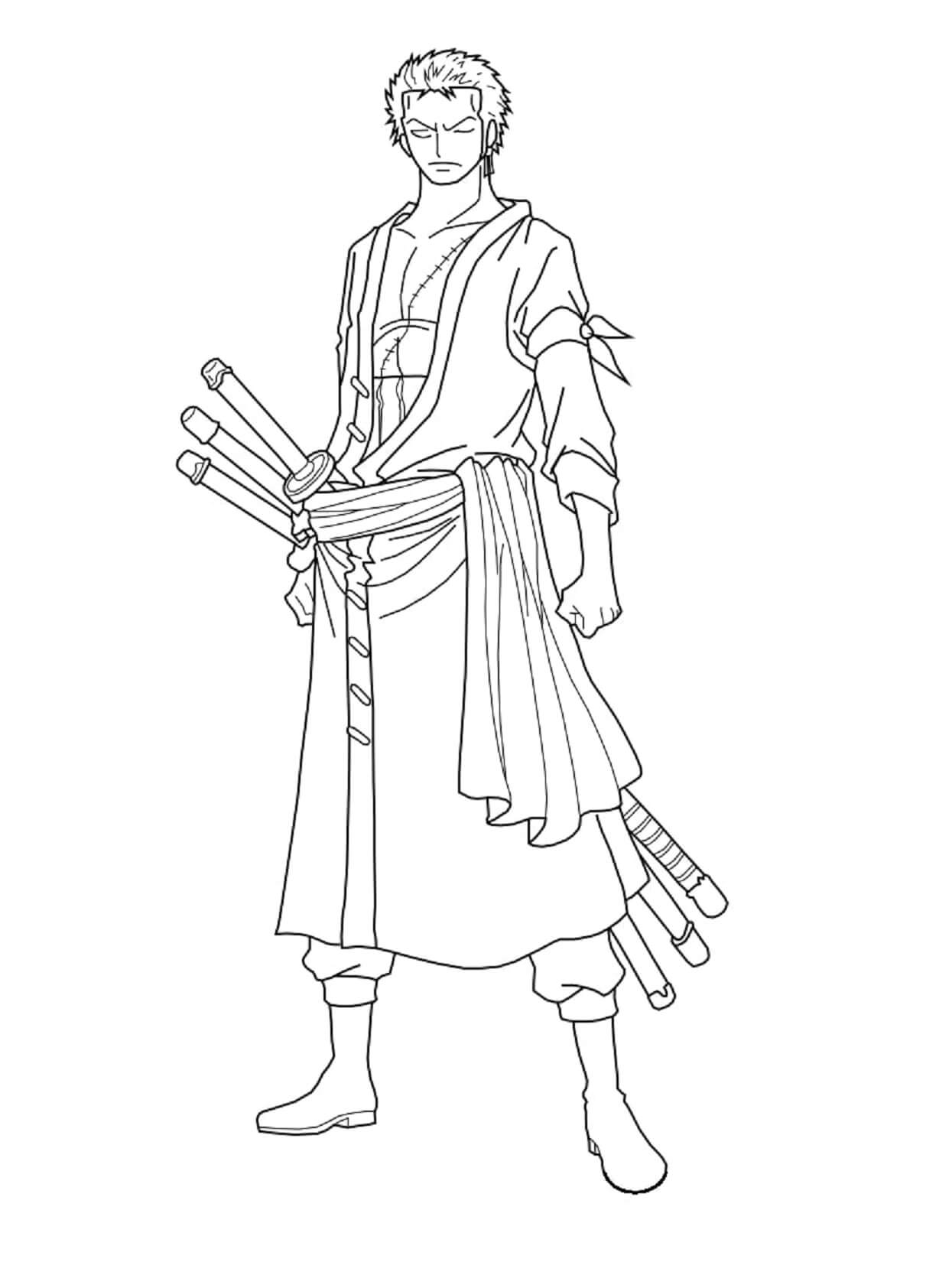 Handsome zoro standing coloring page