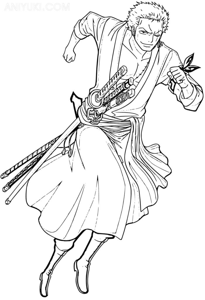 Roronoa zoro coloring pages printable for free download
