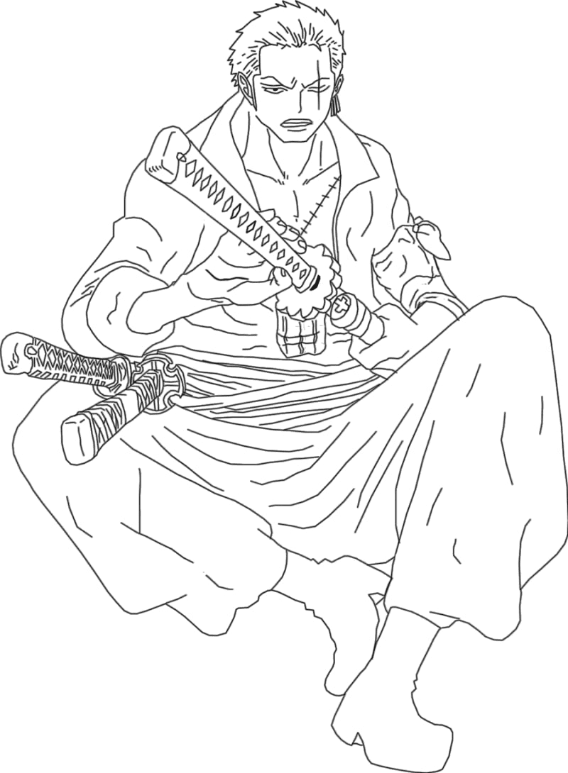 Roronoa zoro coloring pages printable for free download