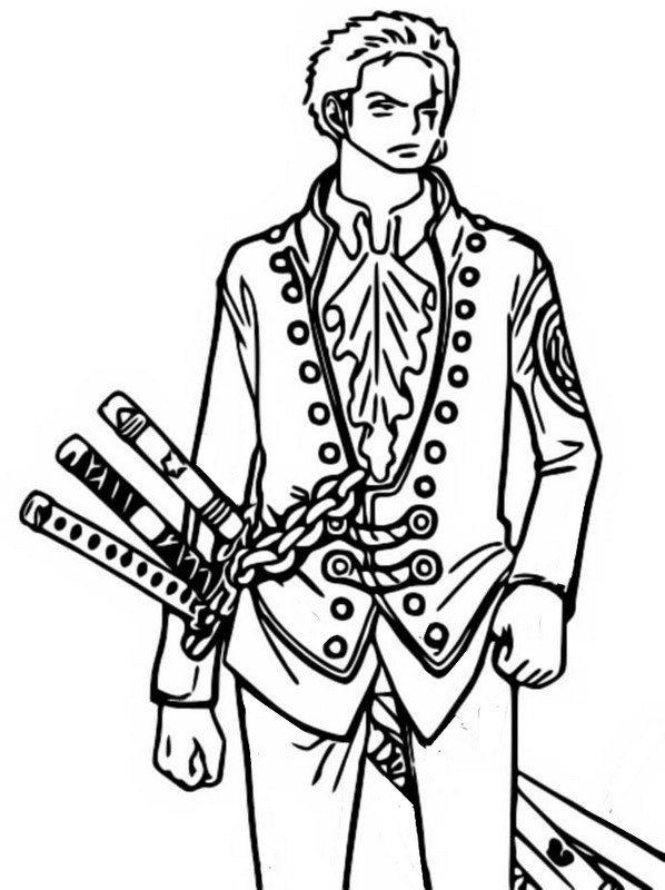 Coloring page one piece red zoro