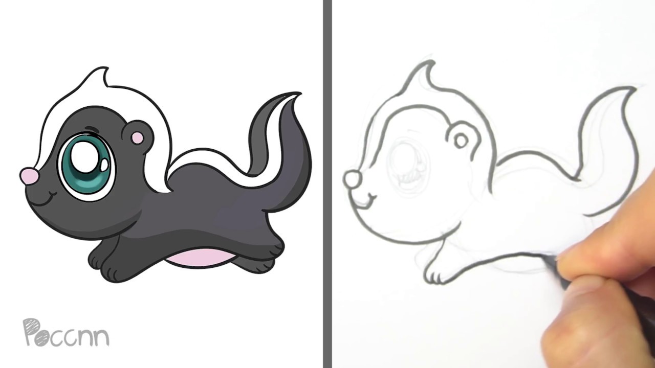 How to draw skunk sall running