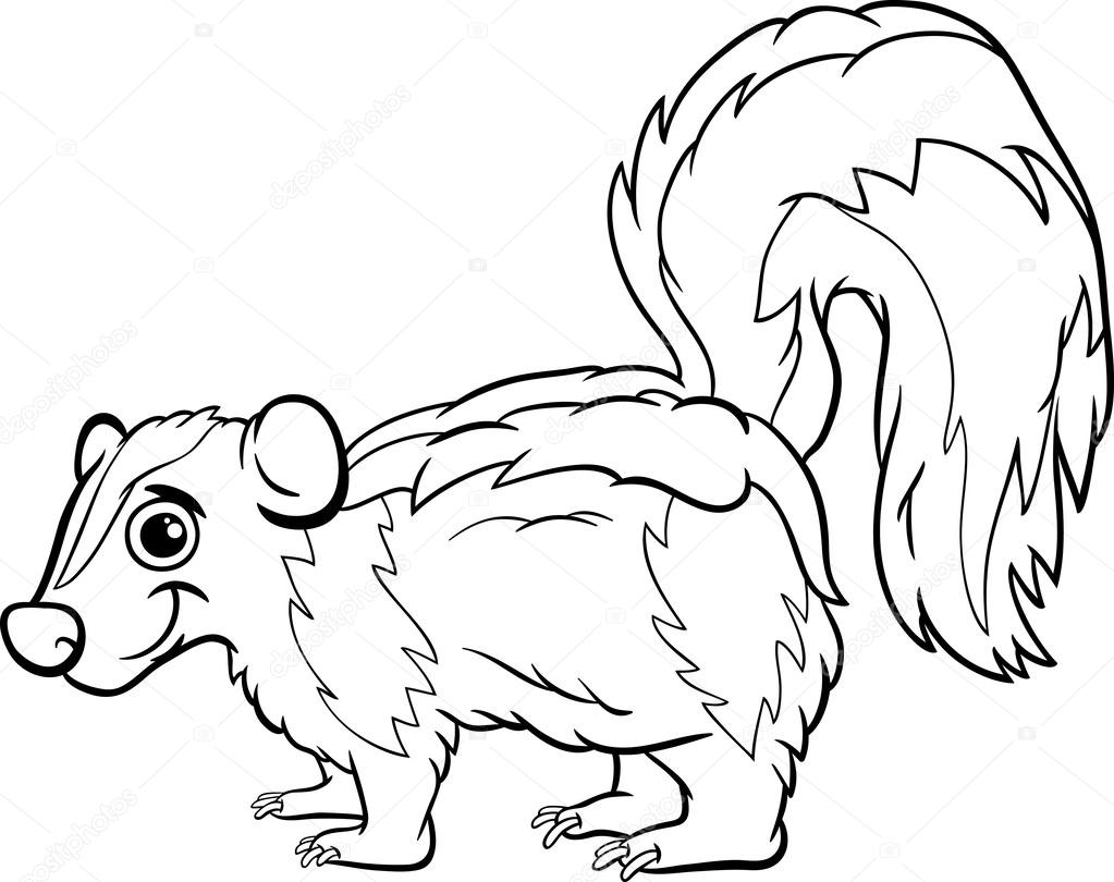 Skunk animal dibujos animados para colorear pãgina vector de stock por izakowski