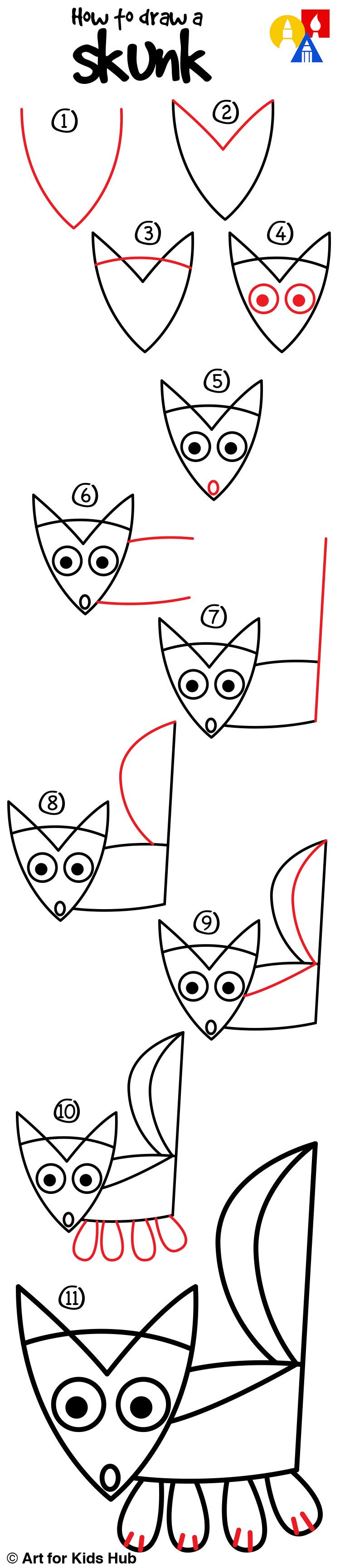 How to draw a skunk for young artists